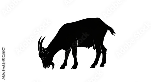 Black Silhouette of Grazing Antelope.