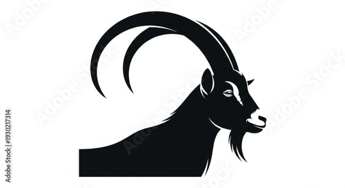 Black Silhouette of Goat Head.