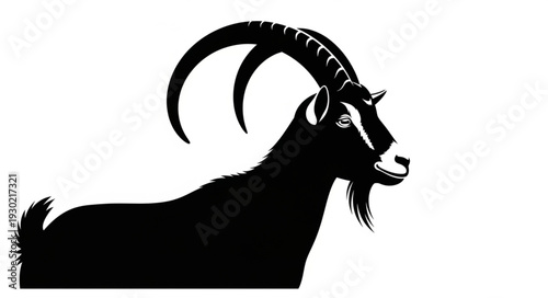 Black Silhouette of Goat Head.