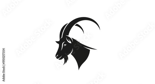 Black Silhouette of Goat Head.