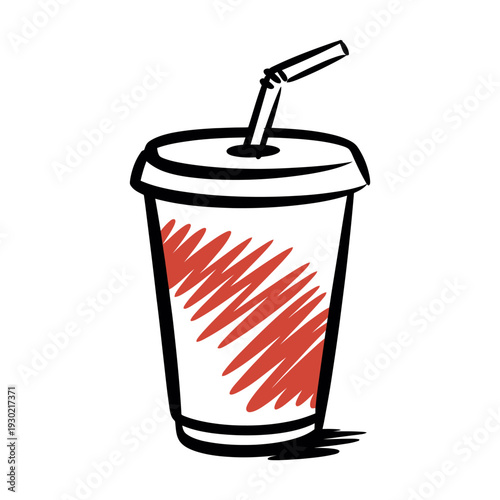 drawing of a disposable cup with a straw