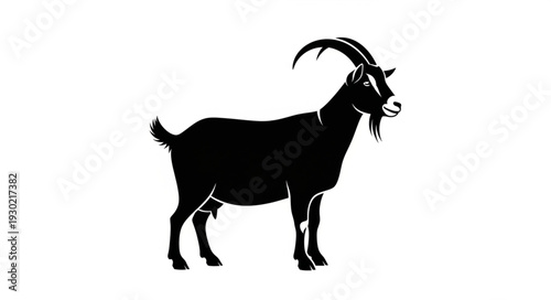 Black Silhouette of Goat Standing.