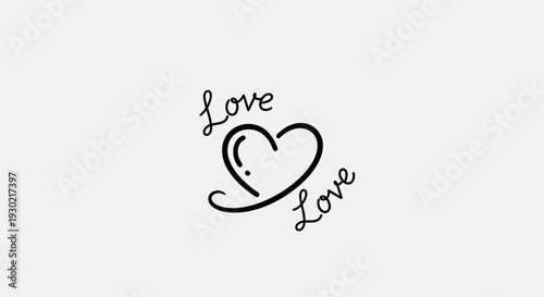 Minimalist Love Heart Symbol with Handwritten Text, Romantic Design Element