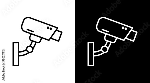 Security Camera White Icon Set Design 