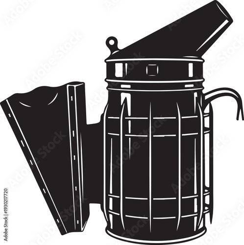 Beekeeping smoker tool for apiary maintenance honey production equipment and professional beekeeper supplies for hive inspection vector graphic