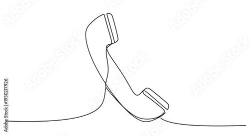 Minimalist single line drawing of a classic telephone handset on a continuous line