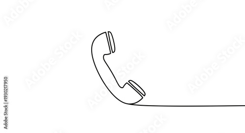 Minimalist single line drawing of a classic telephone handset, communication concept