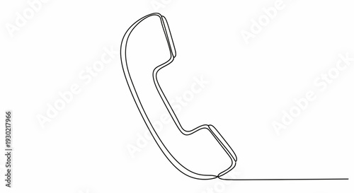 Minimalist single line drawing of a classic telephone handset, communication icon