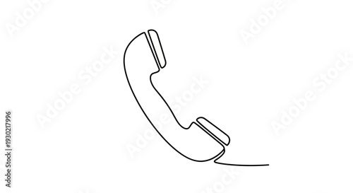 Minimalist single line drawing of a classic telephone handset, communication icon