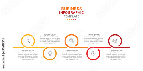 Editable business infographic template design with 5 steps. Infographic template which can be used for presentations banners, workflow layout, annual report, web design.