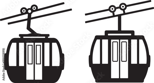 Cable car icon vector illustration for transport ski lift gondola mountain travel outline symbol design on transparent background for tourism