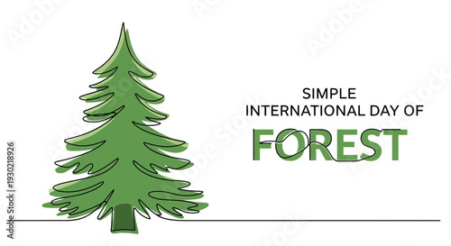 International Day of Forest Celebration: Green Pine Tree Illustration with Text