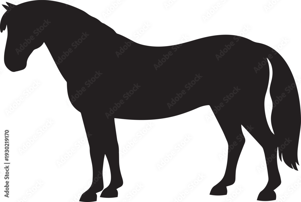 Obraz premium Elegant Horse Silhouettes – Black Horse Outline Vector for Art and Design