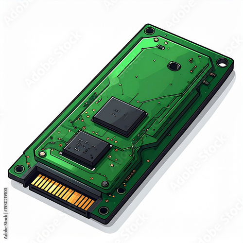 Green M.2 SSD Icon Vector for High Speed Data Storage Technology
