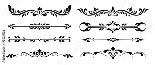 Set of Thai Decorative Borders and Dividers Featuring Traditional Kanok Art Line Ornaments, Elegant Cultural Vector Collection for Page Layout, Invitations, and Luxury Design