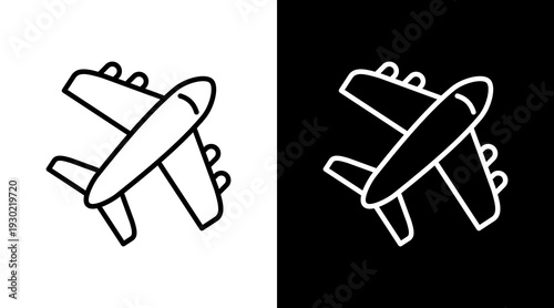 Plane White Icon Set Design 
