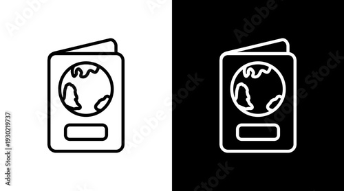 Passport White Icon Set Design 