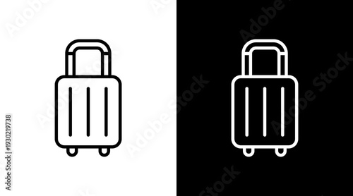 Suitcase White Icon Set Design 