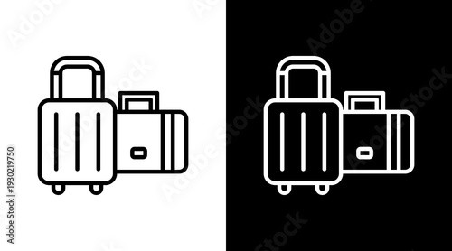 Baggage White Icon Set Design 