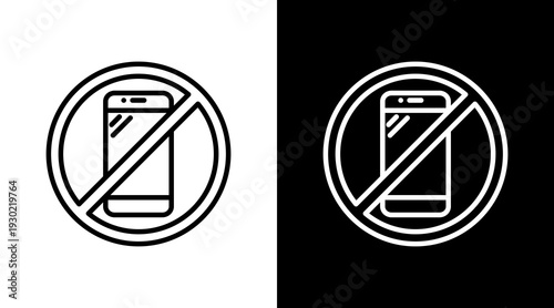 No Phone White Icon Set Design 
