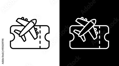 Ticket White Icon Set Design 