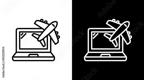 Online Booking White Icon Set Design 