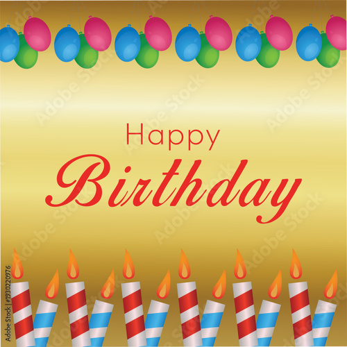 Happy Birthday Vector Template Design with Balloon and Birthday Party element Design. Wish you Happy Many Many Return Of the Day. 