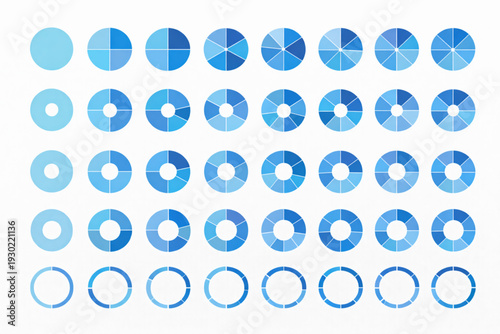 Circle divided diagram set. Graph icon pie shape section chart. 1, 2, 3, 10, 7, 8, graph icon pie shape section chart. Segment circle round vector 5, 6, 9 divide infographic. Vector illustration.EPS10