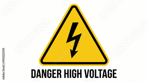 Danger High Voltage Warning Sign Vector Illustration - Electrical Hazard Flat Design Icon