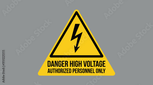 Danger High Voltage Warning Sign Vector Illustration on Concrete Wall Background