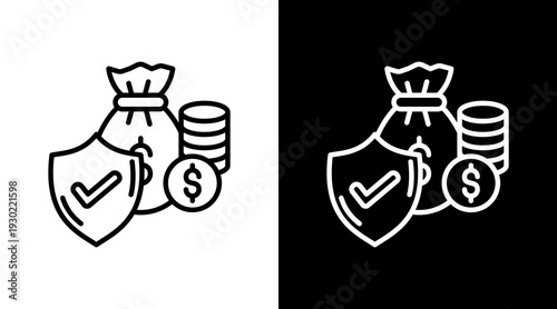 Insurance White Icon Set Design 