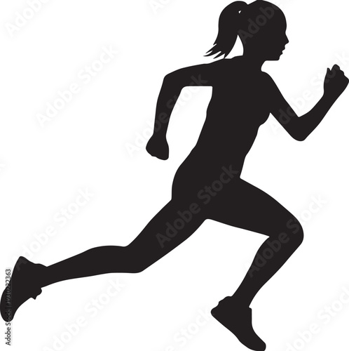 Running Silhouette Vector – Male and Female Runner Outline Clipart for Fitness and Sports Design