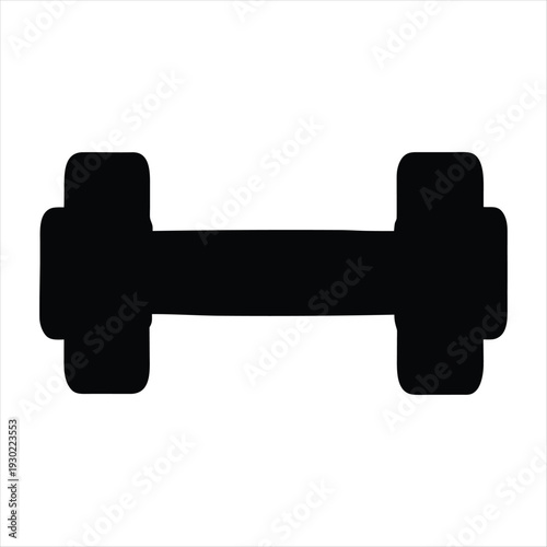 Flat dumbbell icon silhouette isolated on white background
