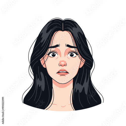 Cartoon woman with long black hair.