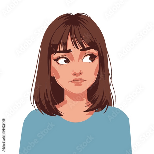 Cartoon woman with brown hair 1.