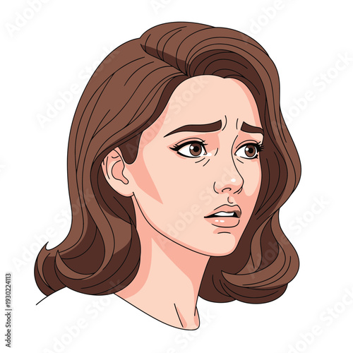 Cartoon woman with brown hair portrait.
