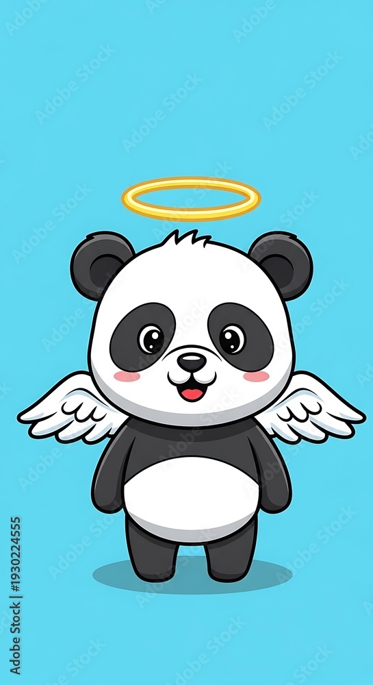 Naklejka premium Cute cartoon panda angel illustration.