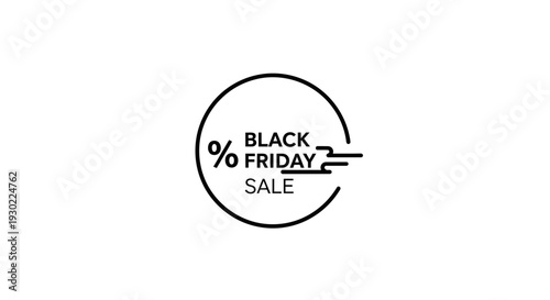 Black Friday Sale Discount Percentage Icon with Speed Lines
