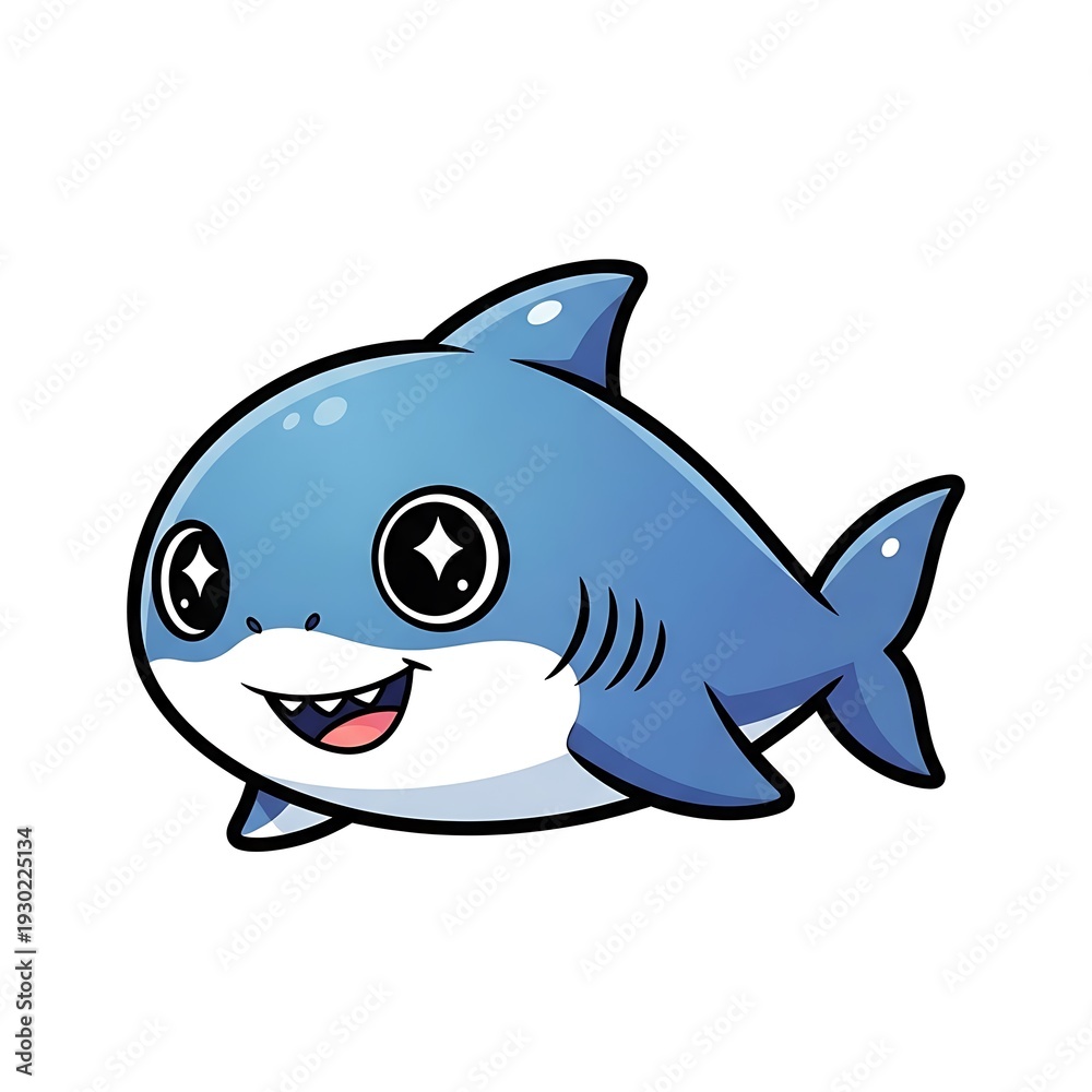 Fototapeta premium Smiling Cartoon Shark Character Illustration.