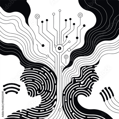Abstract Tree Shaped Circuit Board Design – Digital Growth and Technology Innovation Concept