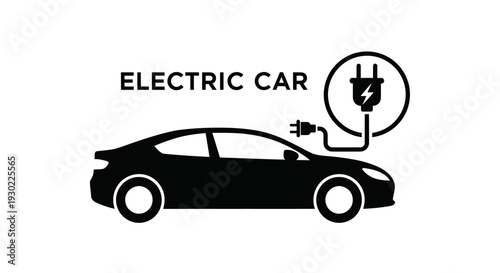 Electric car charging station icon with vehicle silhouette.