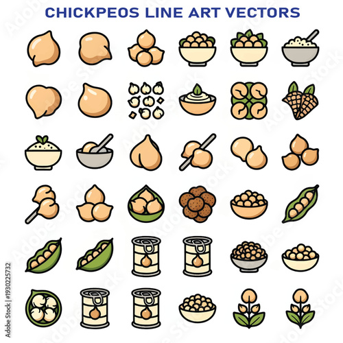 Chickpeas Vector Illustration Healthy Legumes Isolated on White Background