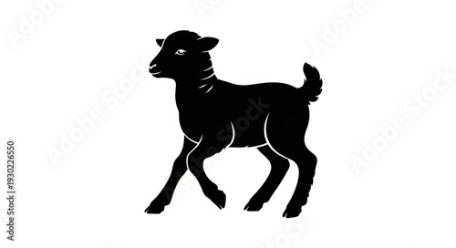 Black Silhouette of Running Goat.