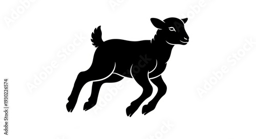 Black Silhouette of Running Goat.
