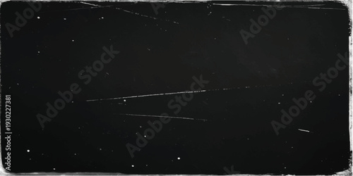 Abstract black and white night sky with falling snowflakes like stars in space