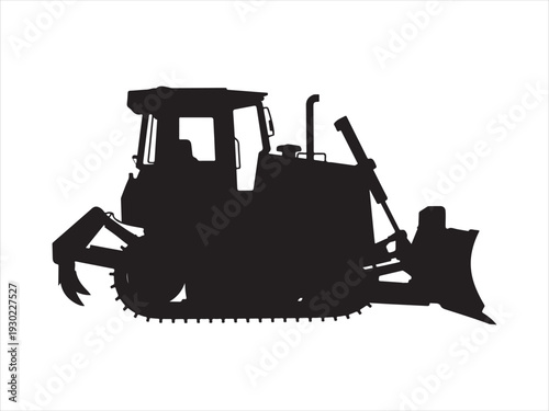 Bulldozer heavy construction equipment vector silhouette, Bulldozer Silhouette Construction Heavy Equipment Vector