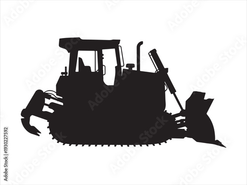 Bulldozer heavy construction equipment vector silhouette, Bulldozer Silhouette Construction Heavy Equipment Vector