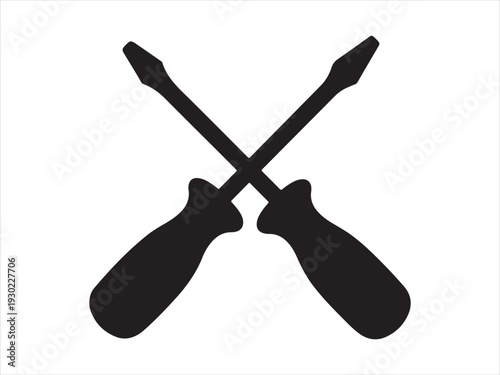 Two Crossed Screwdrivers Silhouette Vector Illustration