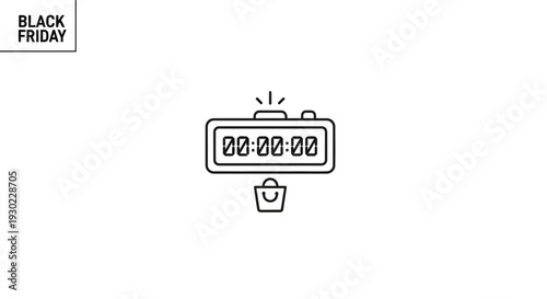Black Friday Countdown Timer with Shopping Bag Icon - Sale Event Concept