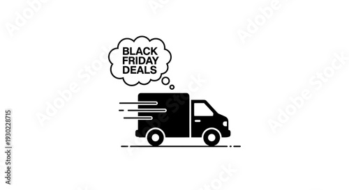 Black Friday Deals Delivery Truck Icon - Fast Shipping for Holiday Sales